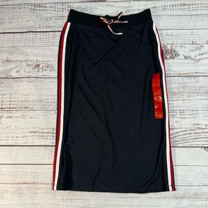 New Tommy Hilfiger Navy Midi Skirt with Red and White Accents